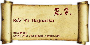 Réfi Hajnalka névjegykártya
